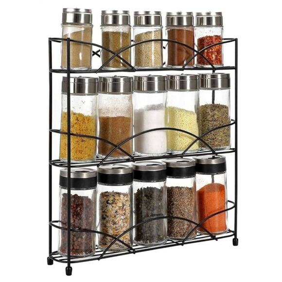 3 Tier Free Standing Kitchen Organization Space Saver Iron Wire Spice Rack - Picture 1 of 11